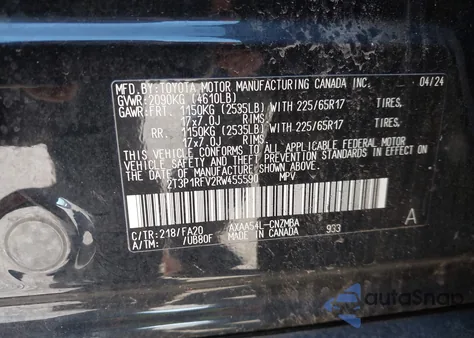 2024 Toyota Rav4 Xle z USA, uszkodzony, nr VIN 2T3P1RFV2RW455590